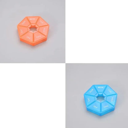 1/2/3Pcs A Week 7 Corners Pill Box Round 7 Boxes For One Week Small Pill Box Mini 7 Days Portable Points Medicine Jewelry Box