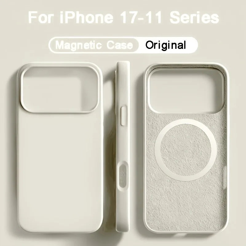 MagSafe Magnetic Liquid Silicone iPhone Case – Shockproof Soft Cover for iPhone 13–17 Series