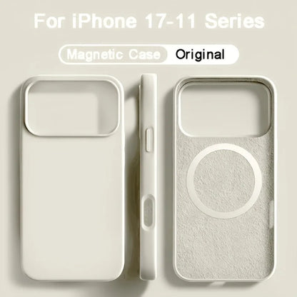 MagSafe Magnetic Liquid Silicone iPhone Case – Shockproof Soft Cover for iPhone 13–17 Series