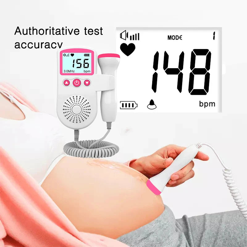3.0 Fetal Doppler Hand-held Pocket Portable Sound Baby Heart Pregnancy Ultrasound Fetal Detector Machine Baby Heart Rate Monitor