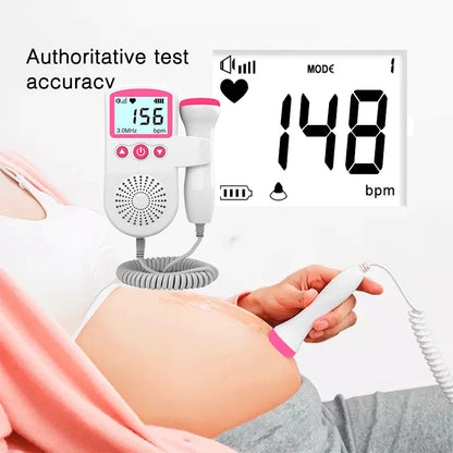 3.0 Fetal Doppler Hand-held Pocket Portable Sound Baby Heart Pregnancy Ultrasound Fetal Detector Machine Baby Heart Rate Monitor