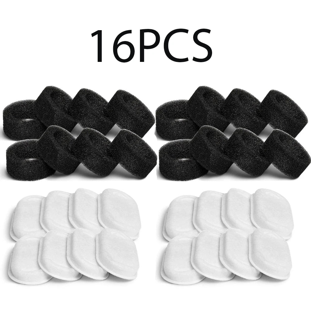 32pcs 16pcs 8pcs Automatic Cat Fountain Filter Replacement, Activated Carbon Cat Drinking Water Filter With Sponge Foam Filter