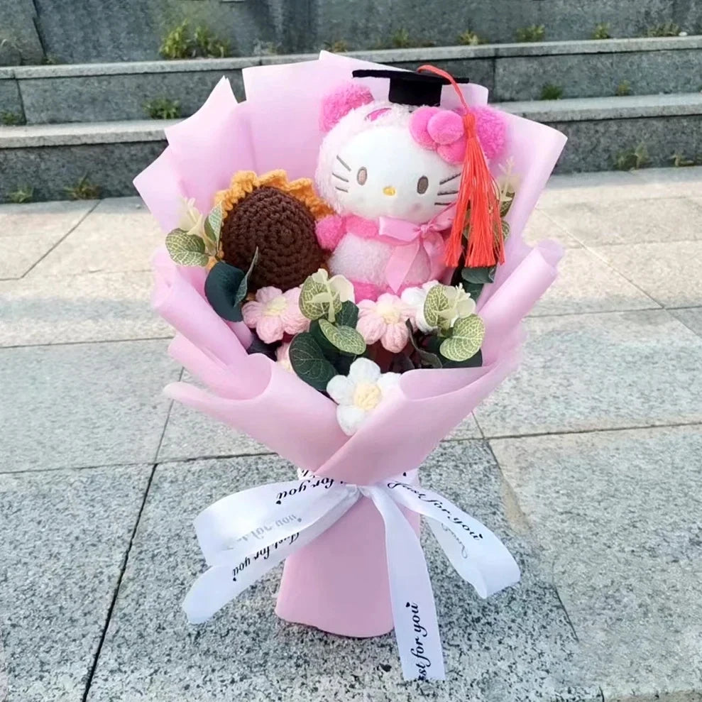 Hello Kitty Cartoon Plush Bouquet  Anime Rose Flowers Doll Home Wedding Decoration Christmas Valentine's Day Gift