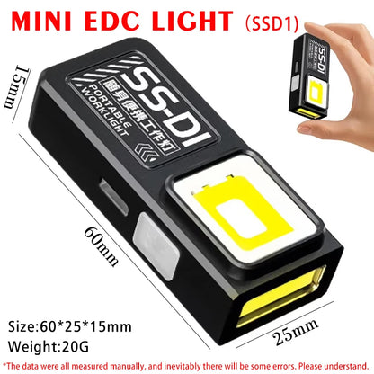 MINI USB Rechargeable LED Flashlight Portable Tail Magnet Work Light Super Bright Camping Lantern Side COB Emergency Torch Light