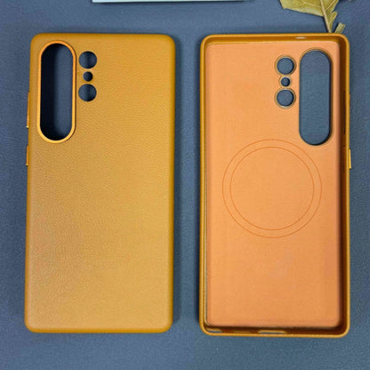 High Quality Drop Proof Leather Phone Case For Samsung Galaxy S25 Ultra Invisible Strong Magnetic Charging Protect Cover Fundas