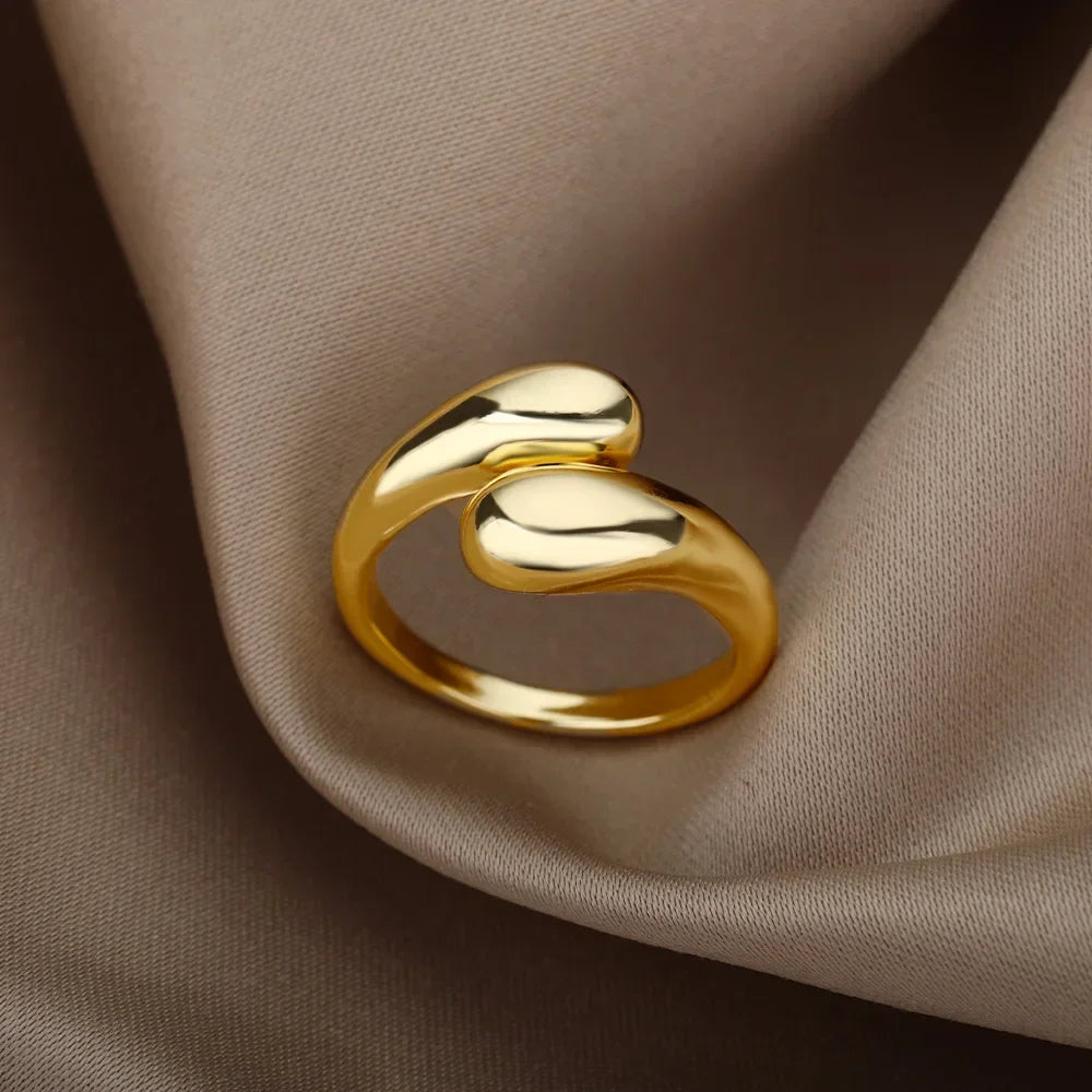 Stainless Steel Heart Ring for Women – 18K Gold Plated, Zircon Inlay, Vintage Waterproof Wedding Jewelry Gift