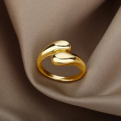 Stainless Steel Heart Ring for Women – 18K Gold Plated, Zircon Inlay, Vintage Waterproof Wedding Jewelry Gift