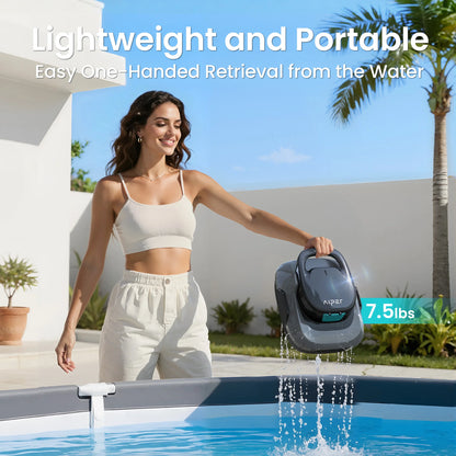 Refurbished AIPER Scuba SE Cordless Pool Cleaner Pool Vacuum with 90-Min Runtime, Smart Self-Parking, Lightweight, Pool Vacuum for Above Ground Flat Pools up to 860 Sq.ft, Starry Gray & Teal