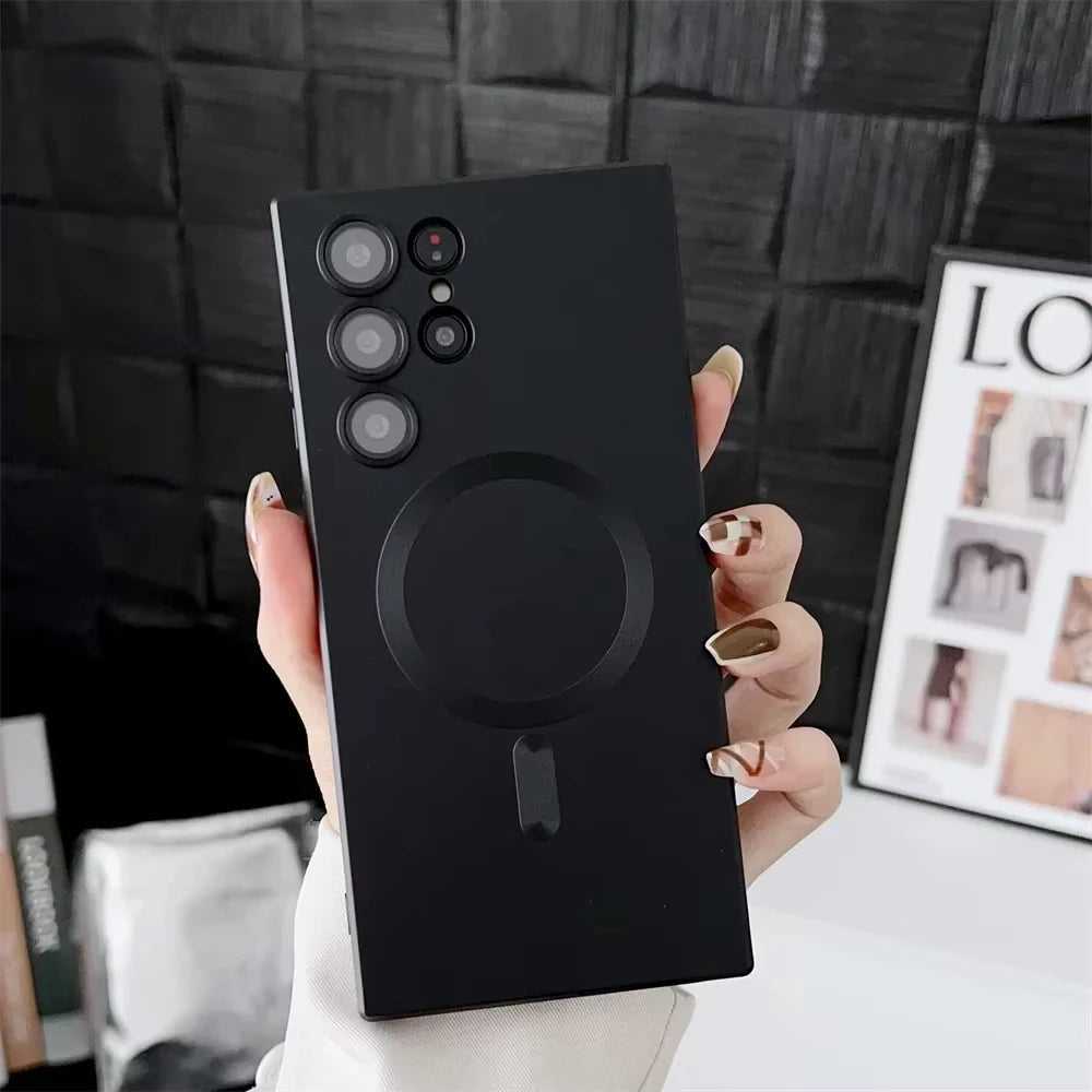 Soft Shockproof Magnetic Case For Magsafe Samsung Galaxy S26 Ultra S25 S24 S22 S21 Plus S20 FE Edge With Lens Protector Cover