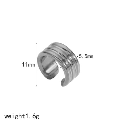 18K Gold Stainless Steel Multilayer Ear Clip – Waterproof Chunky Hoop