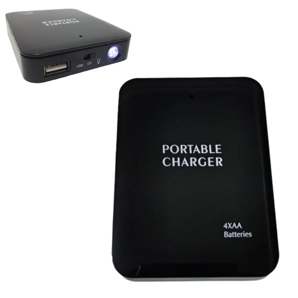 4 AA Portable Charger USB Battery Power Bank LED Light Outdoor Camping Emergency Charger for Phone Mountaineering Hiking