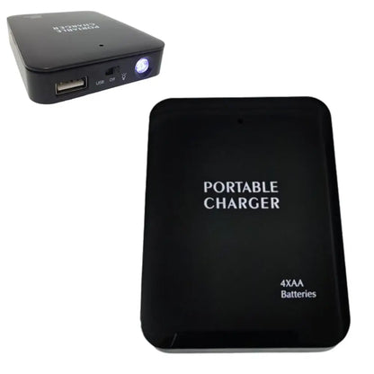 4 AA Portable Charger USB Battery Power Bank LED Light Outdoor Camping Emergency Charger for Phone Mountaineering Hiking