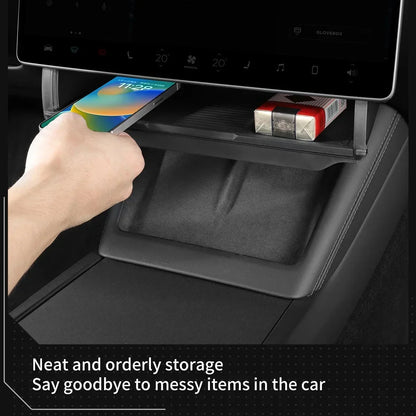 For Tesla New Model 3 Y Juniper 2025-2020 2026 Launch Highland Under Screen Storage Box Central Control Hidden Organizer Tray