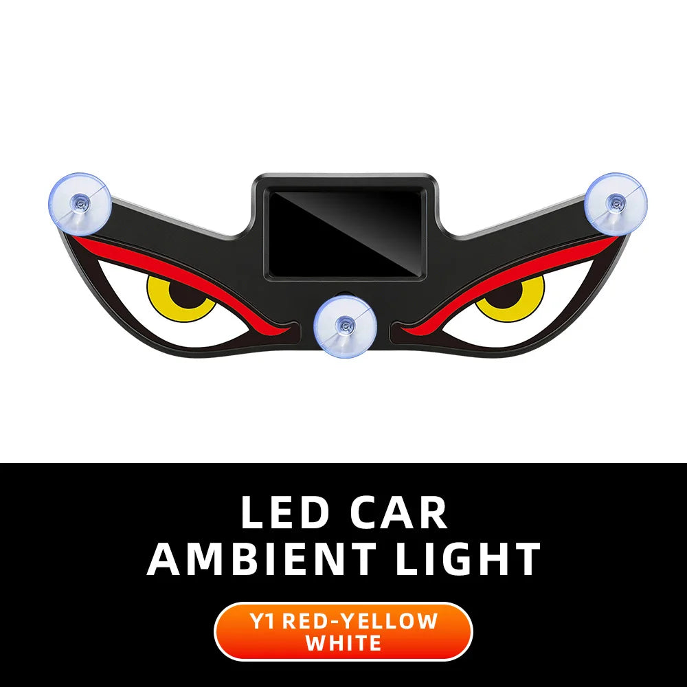 Solar Powered Car Neon Light Wireless Cool DEMON EYE Led Ambient Light Suction Cup USB Rechargeable Atmosphere Breathing Lamp