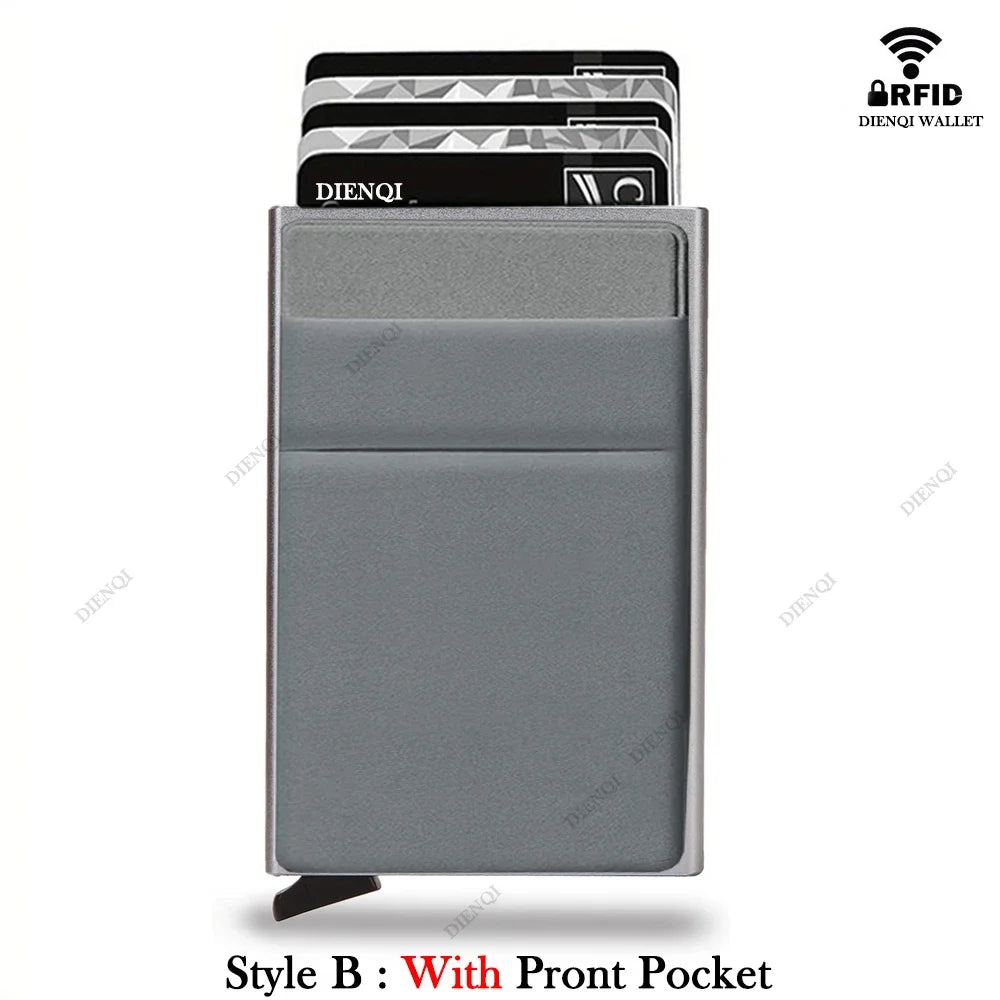Rfid Credit Card Holder Men Thin Slim Mini Minimalist Wallets Luxury Metal Bank ID Cardholer Case Wallet for Men Carteras \[]pl/