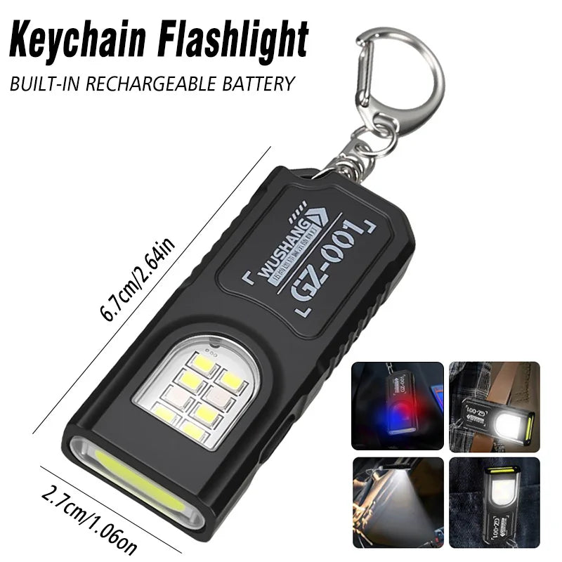 MINI USB Rechargeable LED Flashlight Portable Tail Magnet Work Light Super Bright Camping Lantern Side COB Emergency Torch Light