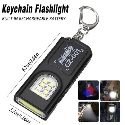 MINI USB Rechargeable LED Flashlight Portable Tail Magnet Work Light Super Bright Camping Lantern Side COB Emergency Torch Light