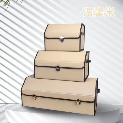 Car Trunk Organizer Organizers And Storage Suv Faux Leather Foldable Trunk Multi-Compartment Adjustable Auto Grocery Storage Box