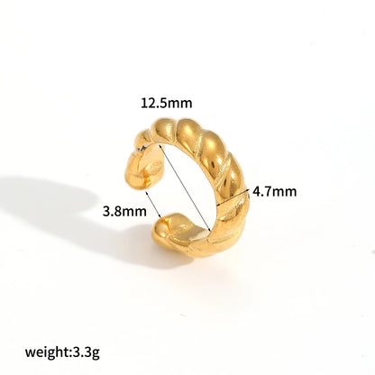 18K Gold Stainless Steel Multilayer Ear Clip – Waterproof Chunky Hoop
