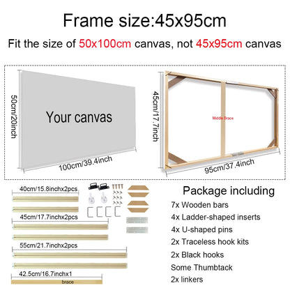 Various Sizes Canvas Frame Wooden Frames Natural Wooden Photo Oil Painting Canvas Diamond Painting Frames Canvas Wood Wall Frame