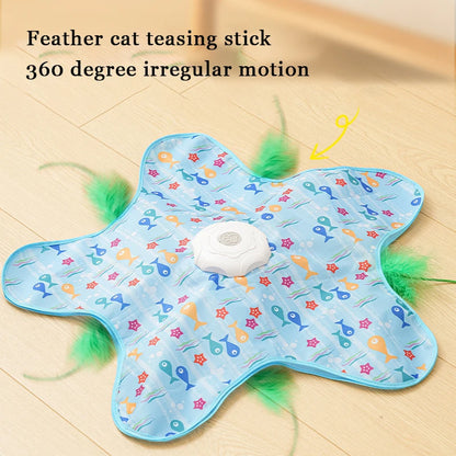 Cat Toys Interactive Hide and Seek Cat Toy with Bird Chirpping Motion Activated Moving Concealed Feathers Cats Kitten Teaser Toy