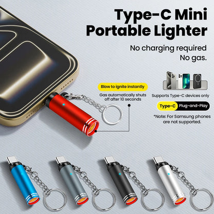 Type-C Mobile Cigarette Lighter Adapter Air Blowing Cigarette Lighter Outdoor Safety Portable Mini Cigarette Lighting Artifact