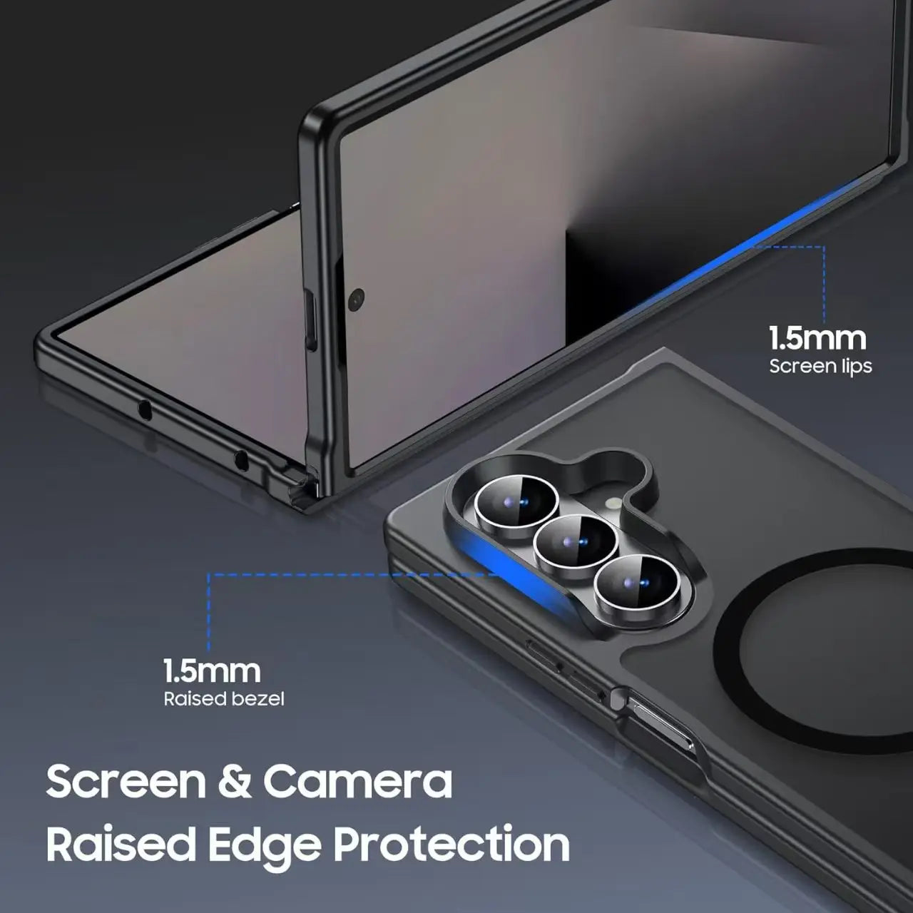 UYUXIO Translucent Magnetic Mobile Phone Case for Samsung Galaxy Z Fold 7 Wireless Charging Cases Rugged Slim Cover with Magnet