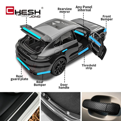 3D Carbon Fiber Car Sticker Paste Protector Glossy Black Vinyl Wrap Film Car Wrap Sheet Film Waterproof Protection Accessories