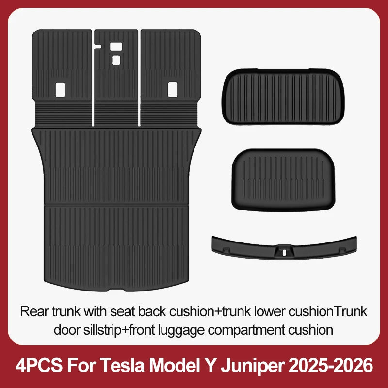 For Tesla New Model Y Juniper Premium/Performance 2025+ TPE Floor Mats Luggage Mat Wear-resistant Foot Pads ModelY Trunk Mats