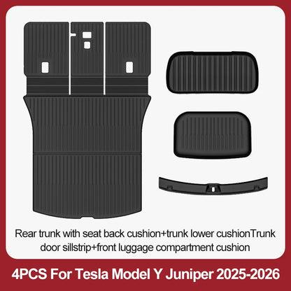 For Tesla New Model Y Juniper Premium/Performance 2025+ TPE Floor Mats Luggage Mat Wear-resistant Foot Pads ModelY Trunk Mats