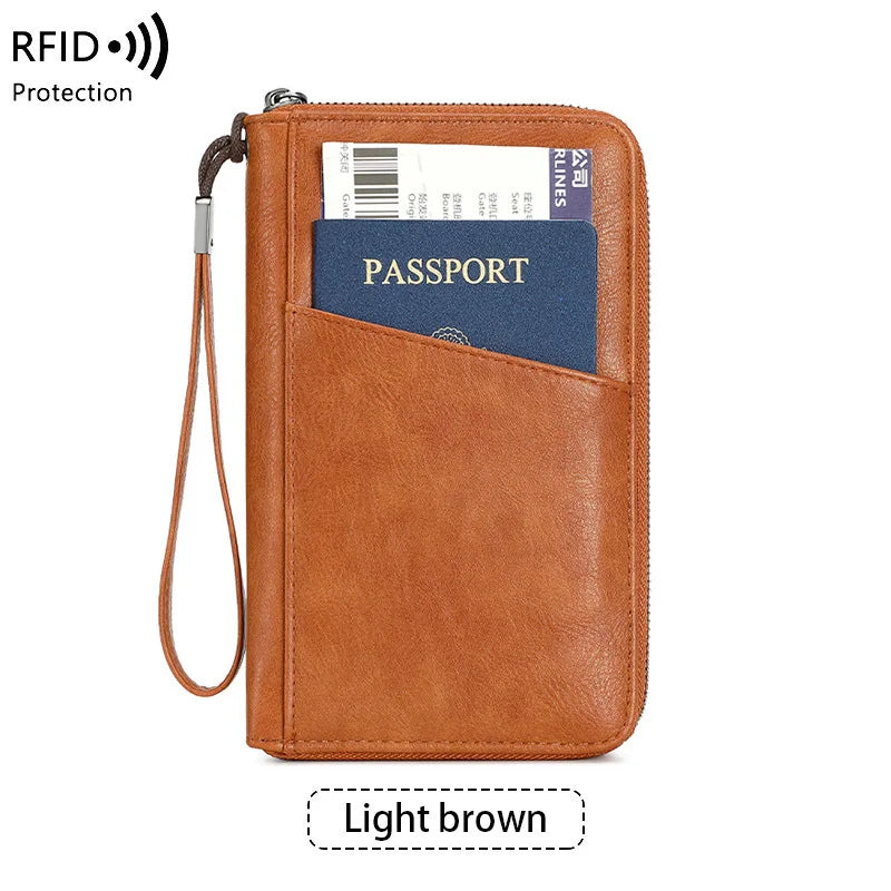 Anti theft RFID shielded passport clip travel wallet waterproof PU ticket storage bag multifunctional passport wallet