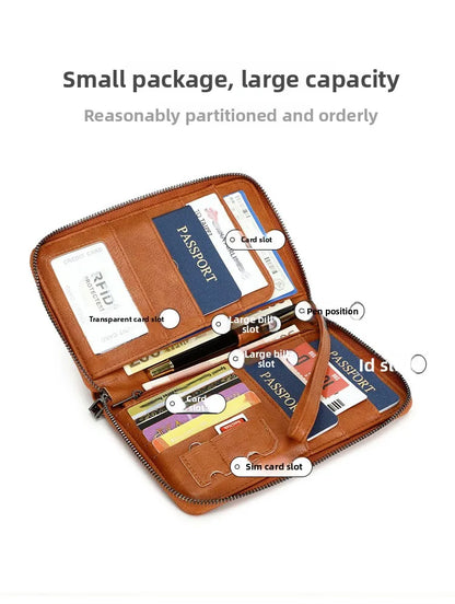 Anti theft RFID shielded passport clip travel wallet waterproof PU ticket storage bag multifunctional passport wallet