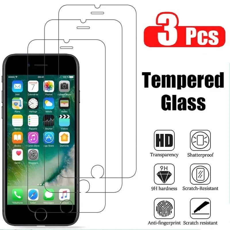 3Pcs Tempered Glass For Apple iPhone 6 6S 7 8 Plus SE 2022 Protective Glass Screen Protector For iPhone SE 2020