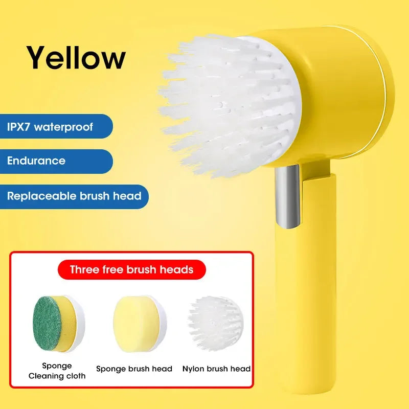 2025 Cordless Electric Spin Scrubber - 5 Brush Heads, IPX7 Waterproof, Rechargeable Bathroom Cleaner for Tile/Shower/Grout