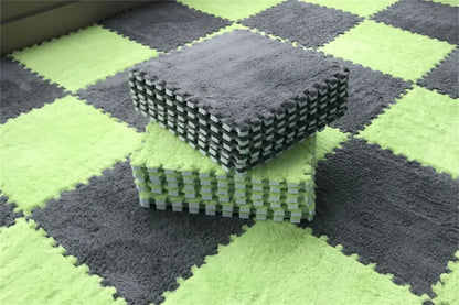 Soft Plush Children's Mat EVA Foam Puzzle Mat Long Hair Carpet Infant Developing Mat Rug Puzzle Interlock Keep Warm Playmat 30CM