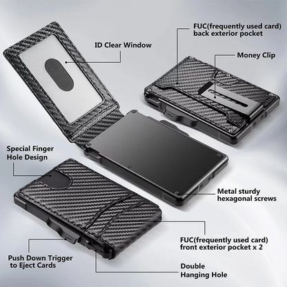 Minimalist Wallet EDC Tactical Slim PU Leather Credit Card Holder RFID Blocking Bifold Smart Wallets with Money Clip for Men