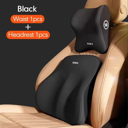 Memory Foam Car Headrest & Lumbar Support Cushion