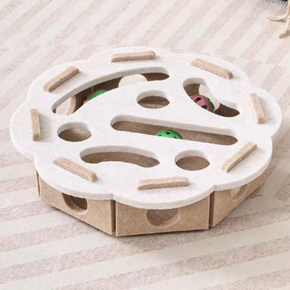 Indoor Cat Puzzle Toy Felt Exercise Box with Ball - Entertainment And Hunting Simulation for Cats Sports And Entertainment