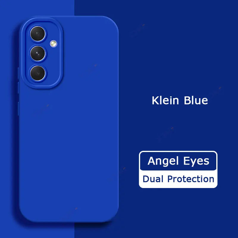 Luxury Angel Eyes Phone Case for Samsung Galaxy A54 5G Square Liquid Silicone Back Cover SamsungA54 360 Shockproof Fashion Coque
