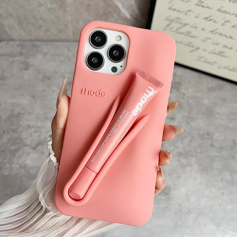 Hot Brand Lemontini Phone  Case for IPhone 11 12 13 14 15 16 Pro Max Plus 17 Air Makeup Lip Gloss Silicone Cover with Lip Glaze