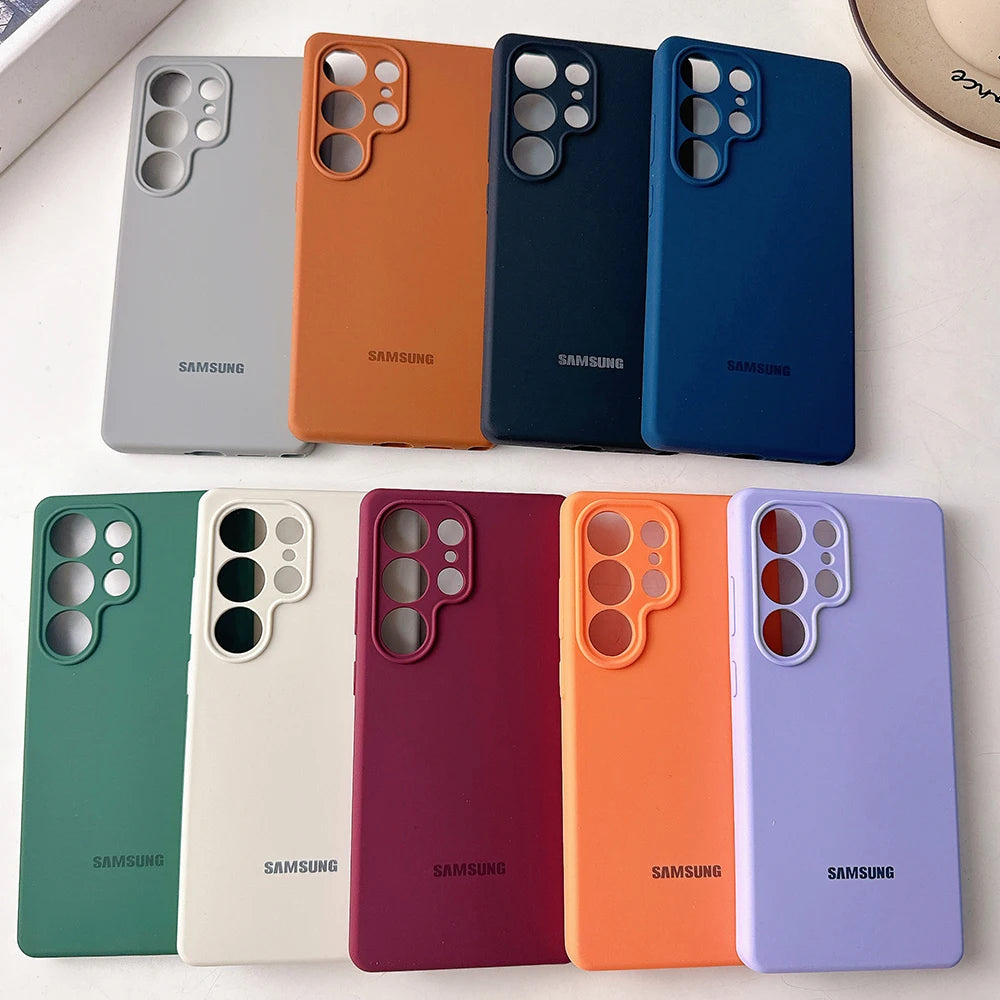 Original Liquid Silicone Solid Color Phone Case For Samsung Galaxy S26 S25 S24 S23 S22 Ultra S24 Plus FE Case With Official Box