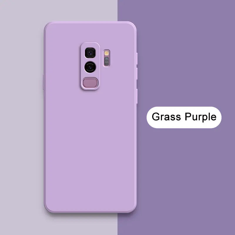 Square Liquid Silicone Back Cover for Samsung Galaxy S9 Plus Camera Protective Soft Shockproof Phone Case SamsungS9 S9Plus Funda