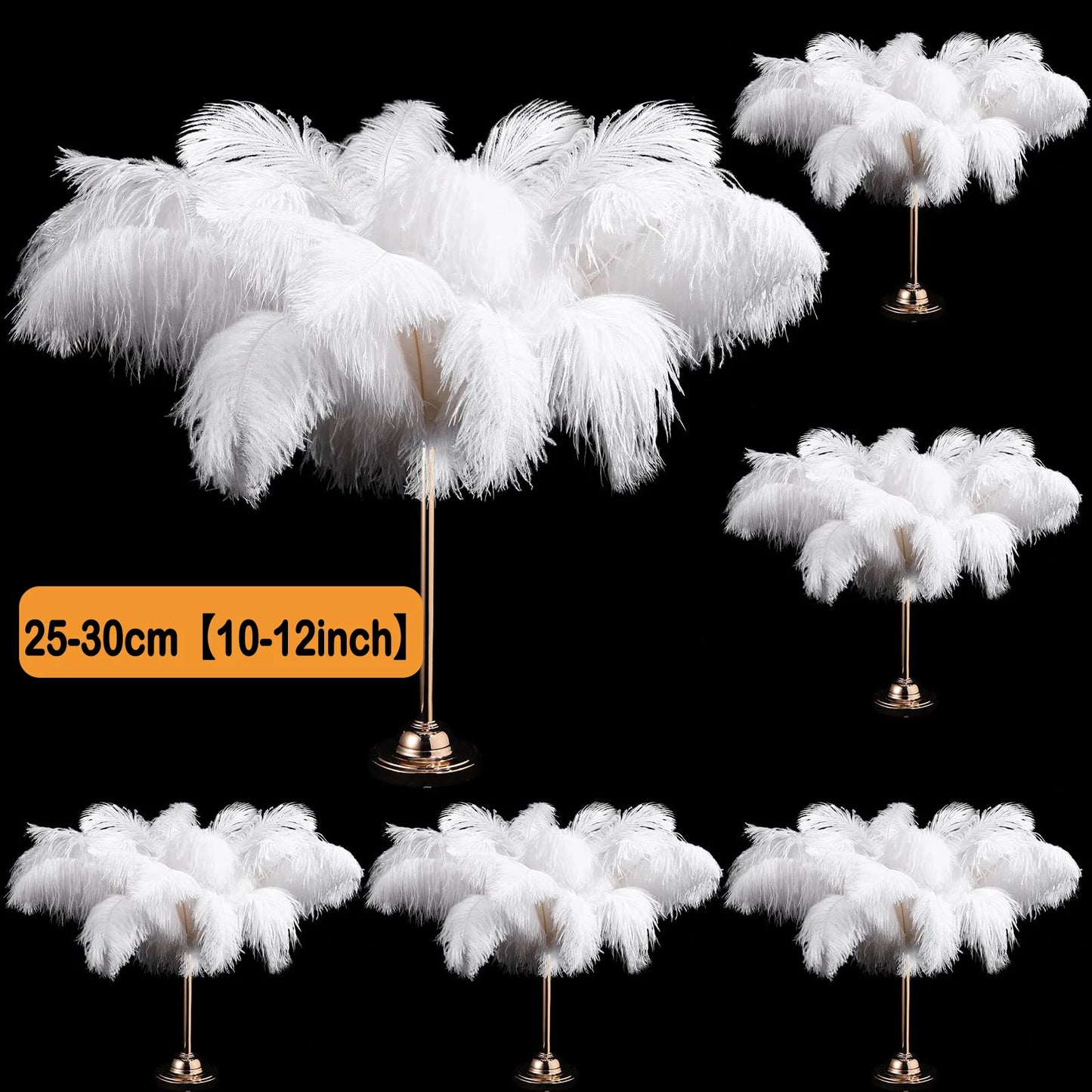 100-300PCS White Ostrich Feathers Bulk Natural Ostrich Feathers for Wedding Party Decorations Table Decorations DIY Crafts