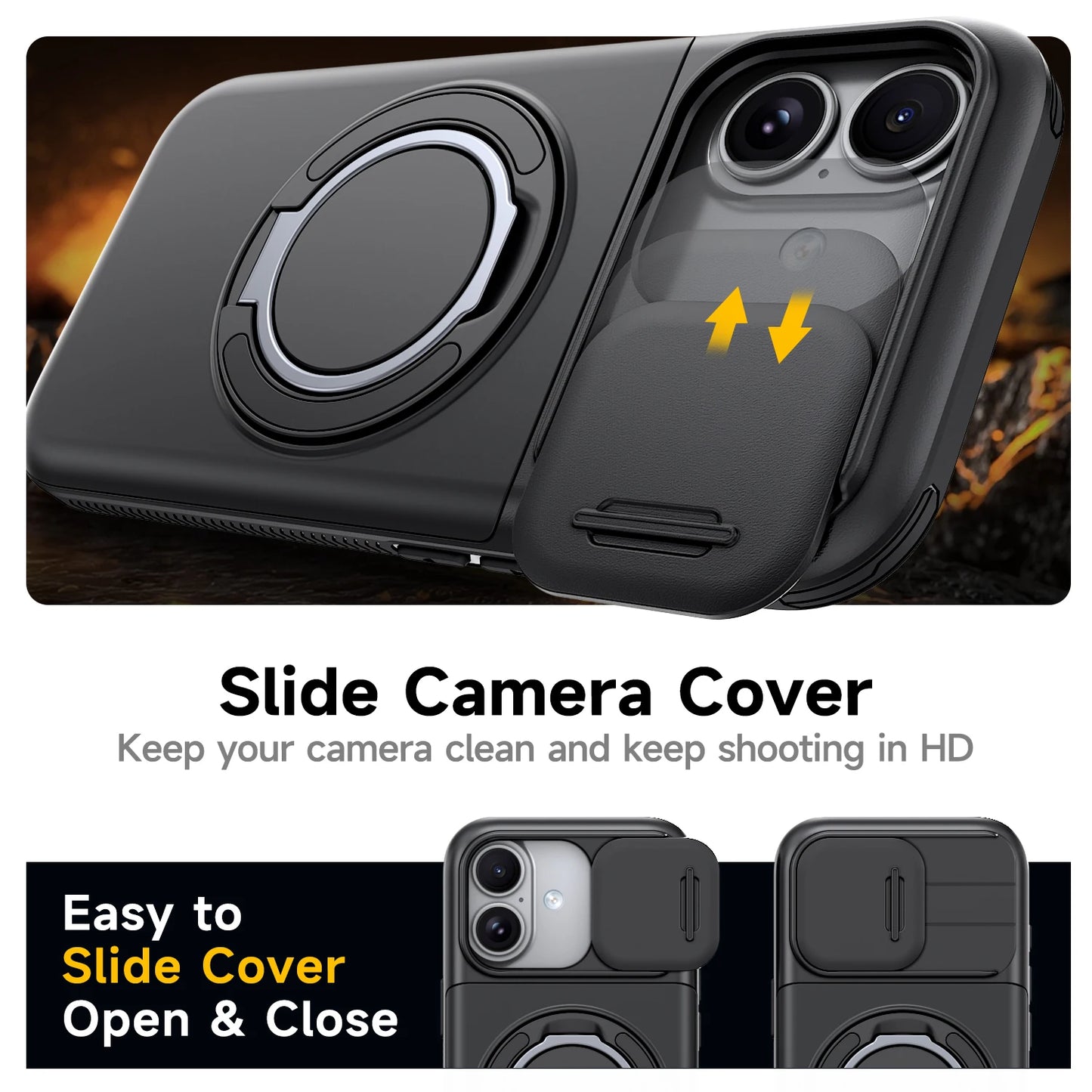 Dual Layer Shockproof iPhone Case with Ring Holder
