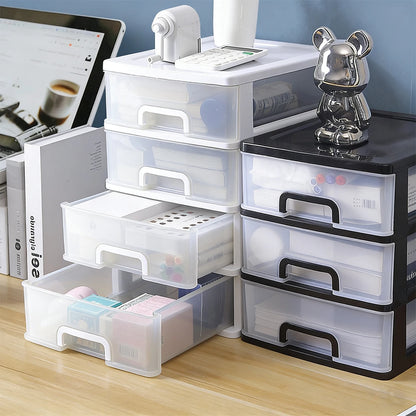 Clear Desktop Storage Box with Drawer Heightened Table Organizer Plastic Office storage cabinet  for Stationery cosmetics