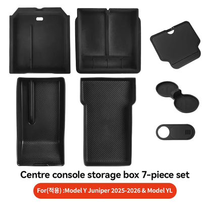 For Tesla Model 3/Y/YL Highland Juniper 2026 Center Armrest Hidden Storage Box Cup Holder Console Organizer Box Accessories