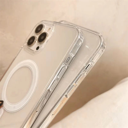 Original Clear For Magsafe Magnetic Wireless Charging Animation Case For iPhone 16 15 14 13 12 11 Plus Mini Pro Max XS XR Cover