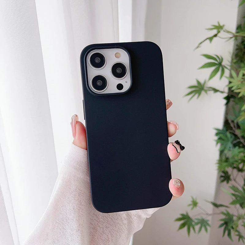 Luxury Candy Color Silicone Soft Case For iPhone 16 15 14 13 12 11 Pro Max Plus Mini Matte Frosted Cover Ultra Thin Shell Coque