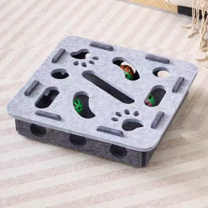 Indoor Cat Puzzle Toy Felt Exercise Box with Ball - Entertainment And Hunting Simulation for Cats Sports And Entertainment