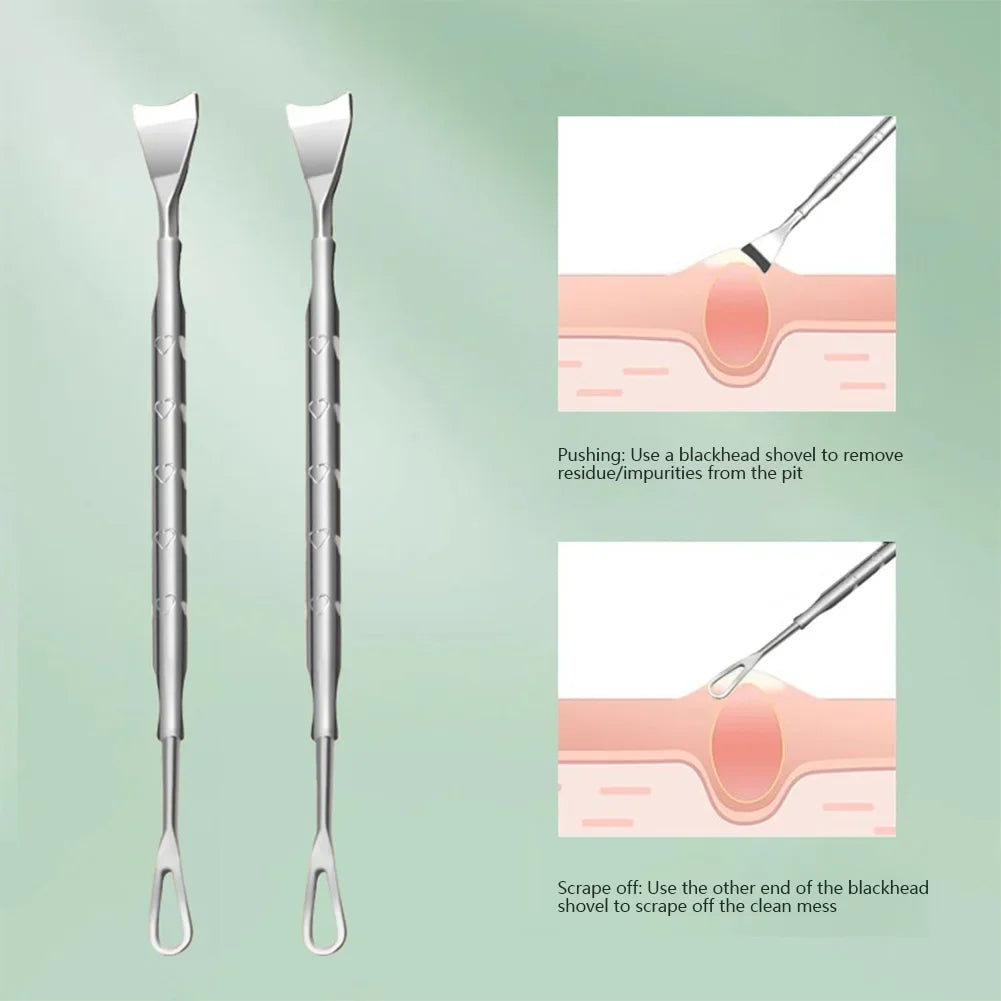 Double Head Stainless Steel Professional Blackhead Remover Blemish Extractor Tool Pimple Comedone Removal For Face